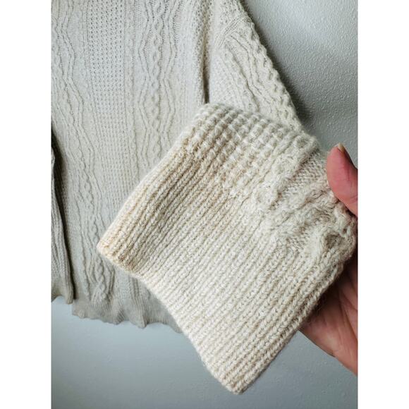 Vince Cream Chunky Knit Long Sleeve Mock Neck Sweater L - Picture 4 of 14